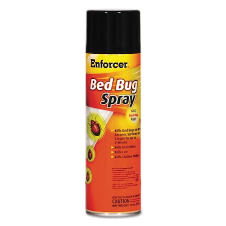 Enforcer Bed Bug Spray, 14 oz Aerosol, For Bed Bugs/Dust Mites/Lice/Moths, PK12 EBBK14